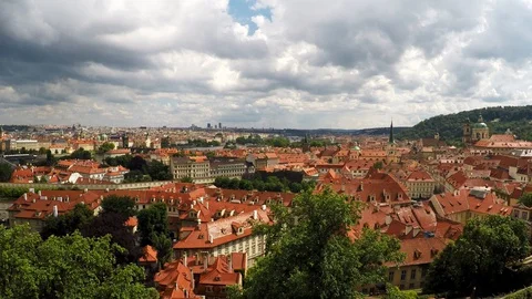 Prague red rooftops 스톡 동영상 128499619