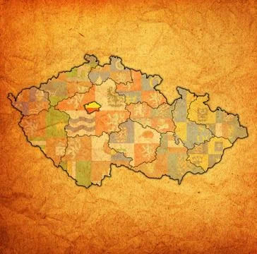 Prague region on administration map of Czech Republic Stock Illustration