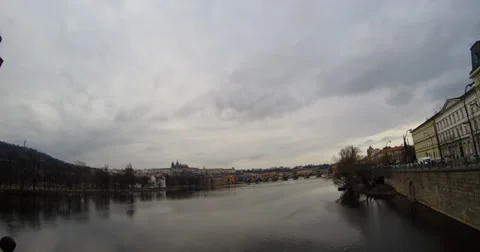 Prague River and Bridge 스톡 동영상 35531078
