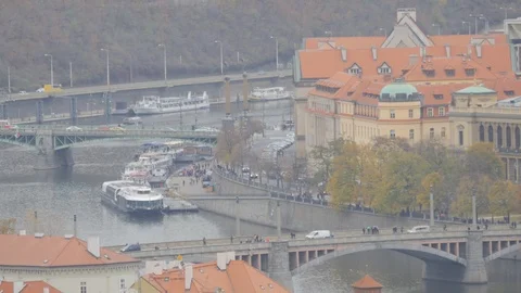 Prague, river Video stock 122298631