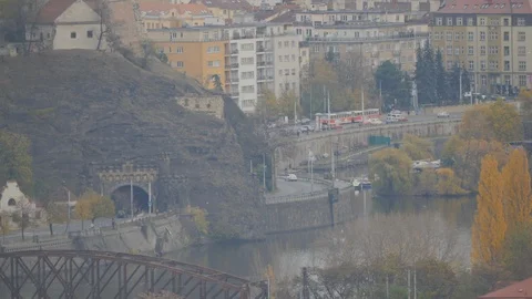 Prague river longshot Video stock 122297694