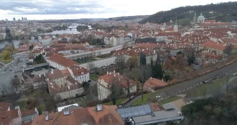 Prague River Skyline Stock Footage 121010219