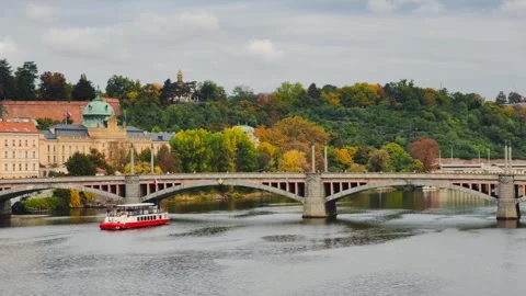 Prague Riverside in 4K Slow Motion – Historic Architecture Stock Footage 319035278