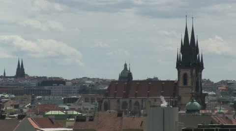Prague roofs skyline Stock Footage 25105593