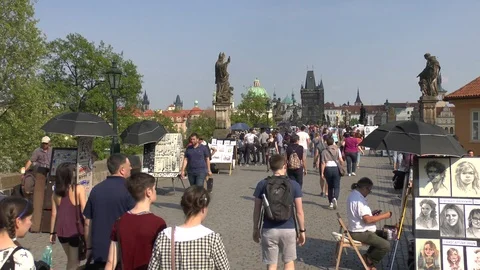 Prague. Scene on the Charles Bridge. Stock Footage 101562740