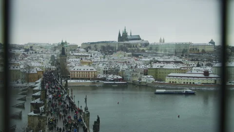 Prague seen from Old Town Bridge Tower Stock Footage 217370253