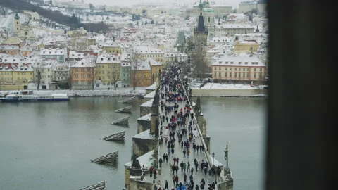 Prague seen from the Old Town Bridge Tower Stock Footage 217372316