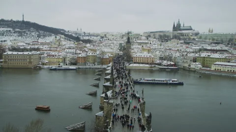 Prague seen on a winter day Stock Footage 217372195