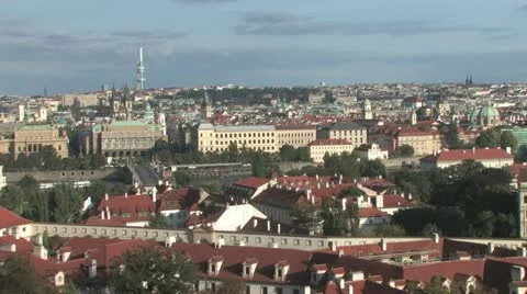 Prague Skyline Stock Footage 12395528