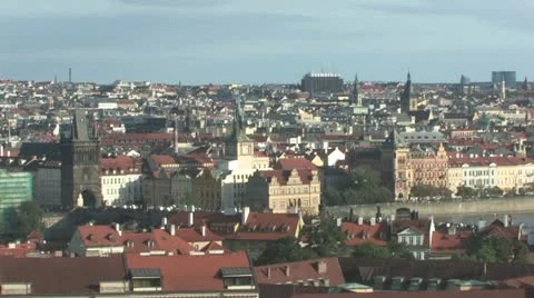 Prague Skyline Stock Footage 12395597
