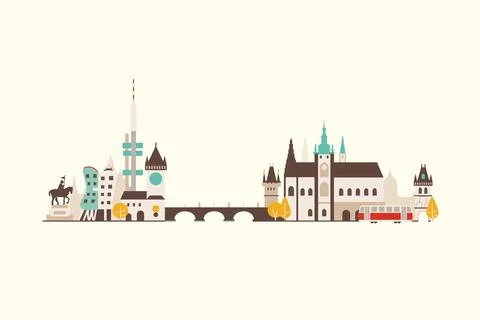 Prague skyline Stock Illustration