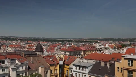 Prague skyline with red rooftops Stock Footage 335861964