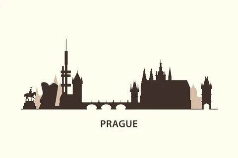 Prague skyline silhouette Stock Illustration