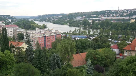Prague Skyline. View from Vysehrad. Stock Footage 40726608