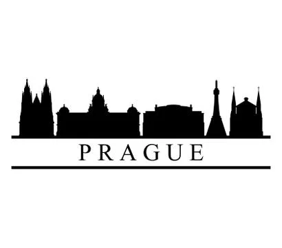 Prague skyline on white background Stock Illustration
