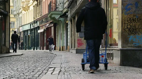 Prague street almost empty in old town Stock Footage 35254195