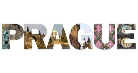 Prague text Stock Photos