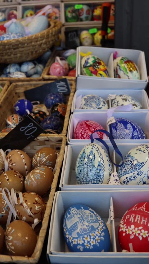 Prague themed Easter eggs souvenirs 스톡 동영상 331811956