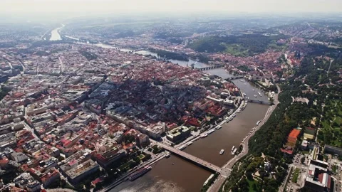 Prague Timelapse Steady Massive Cloud Pass Over Central Area Castle Clock Tower Stock Footage 235598515