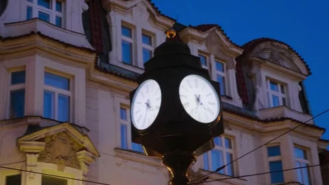 Prague Town Square Street Clock Stock Footage 264666348