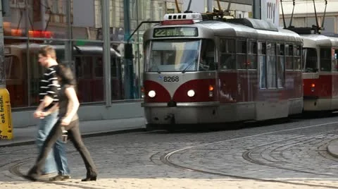Prague Trams Stock Footage 12371443