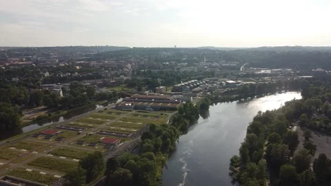 Prague Trója - Drone panorama view aerial footage Vltava river sunny weather Stock Footage 155454231