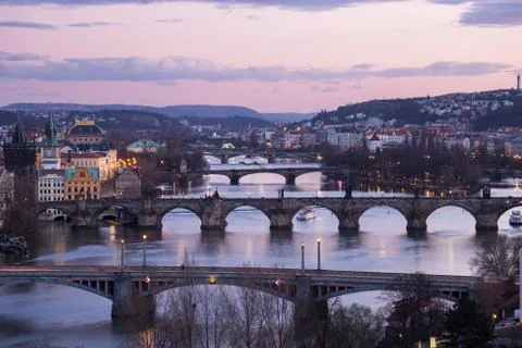Prague at twilight Stock Photos