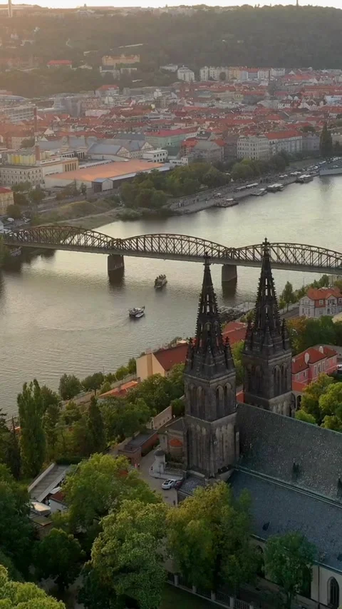 Prague Twilight Timelapse over Historic City Stock Footage 337785343