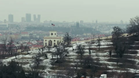 Prague Under The Snow During Winter Stock Footage 308652226