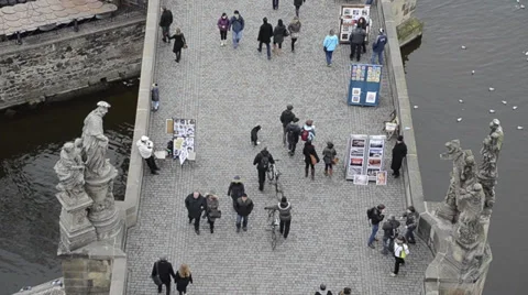Prague. view of the Charles Bridge Stock Footage 34290062