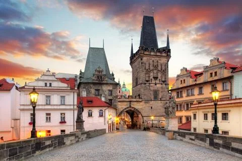 Prague View from Charles Bridge Stock Photos