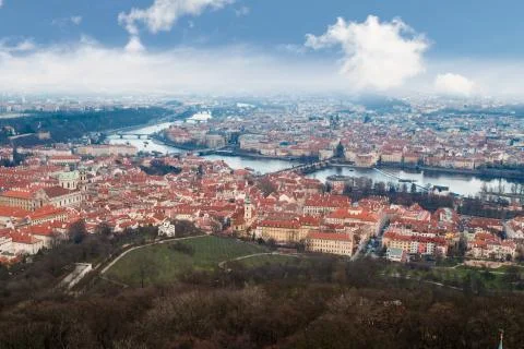 Prague View with River Stock Photos