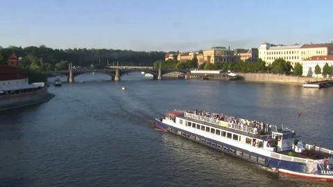 Prague Vltava River Stock Footage 111339597