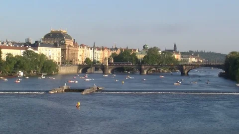 Prague Vltava River Stock Footage 122253121