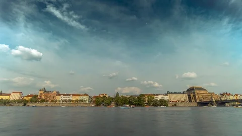 Prague Vltava river / Time Lapse Video 4K Video stock 95051785