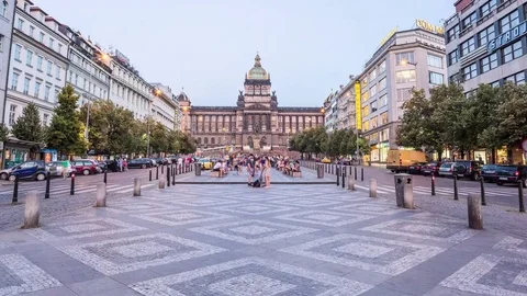Prague Wenceslas Square Hyperlapse Stock Footage 70540748