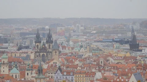 Prague wide rooftops Video stock 122298747
