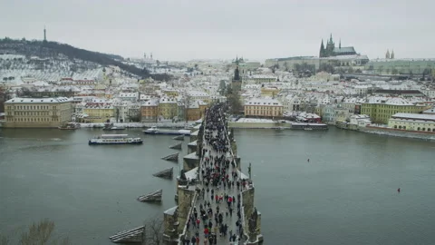Prague on a winter day Stock Footage 217374178