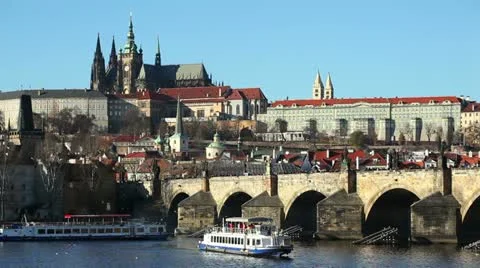Prague,Charles Bridge Stock Footage 24646341