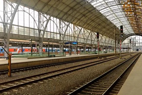 Prague's Central Station, look at the platform Stock Photos