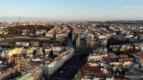 Prague's Wenceslas square from above. 스톡 동영상 119778330