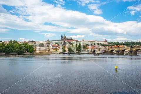 Praha skyline with Charles Bridge in Praha, Czech Stock Photos