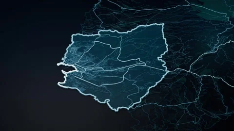 Praia Cabo Verde Glowing Digital Map Animation 4K Stock Footage 338046107