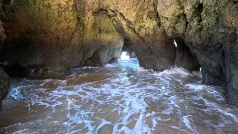 Praia da Rocha. Holiday beach at Portimão, Portugal Stock Footage 313685652
