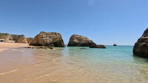 Praia da Rocha. Holiday beach at Portimão, Portugal Stock Footage 313685708