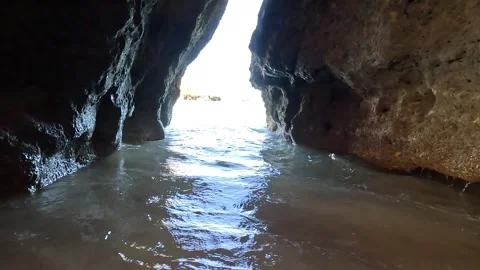Praia da Rocha. Holiday beach at Portimão, Portugal Stock Footage 313686154