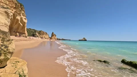 Praia da Rocha. Holiday beach at Portimão, Portugal Stock Footage 313686161