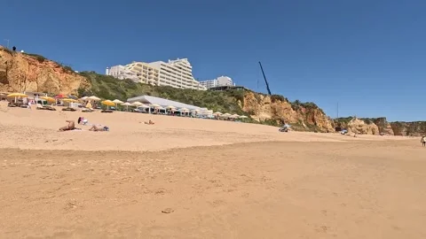 Praia da Rocha. Holiday beach at Portimão, Portugal Stock Footage 313686183