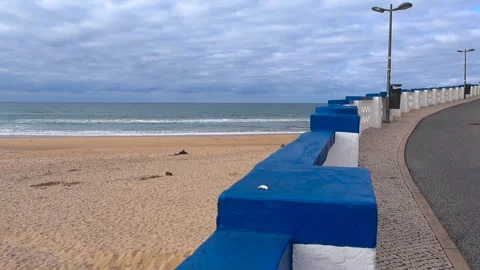 Praia das Maçãs Beach and Atlantic Shoreline Seen From a Street in Portugal Stock Footage 325832678