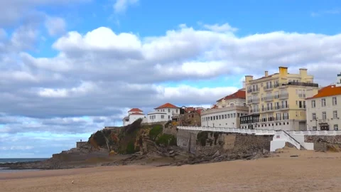 Praia das Maçãs Coastline with Cliffs, Beach, and Atlantic Waves Stock Footage 325975101
